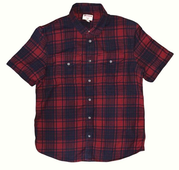 True Religion Other - True Religion Red & Black Plaid Short Sleeve Button Down Flannel Shirt Men's XL